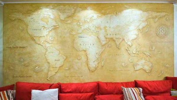 Карта на света с матово лепнино